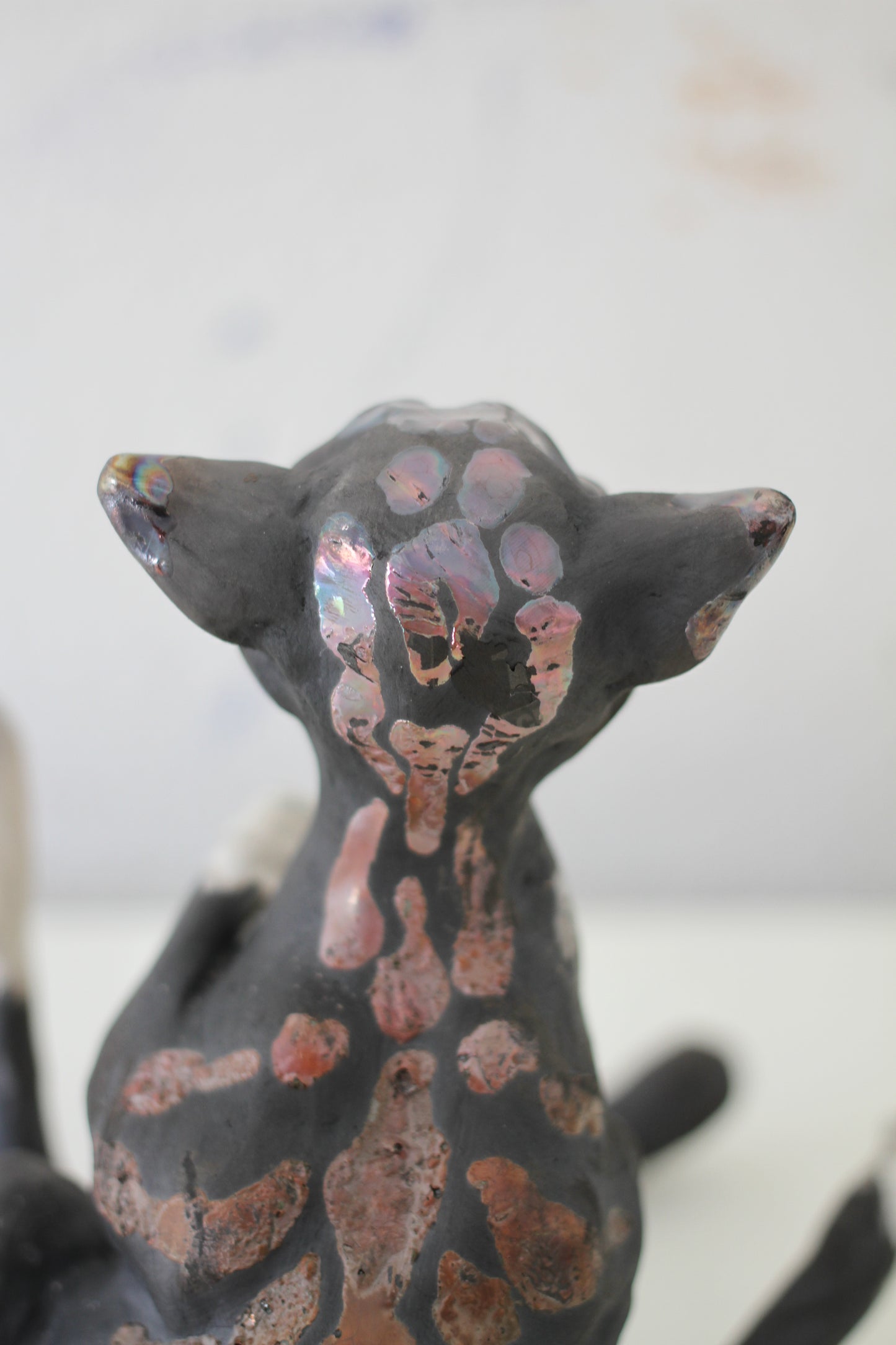 Birch & Smoke Smiling Raku Kitty