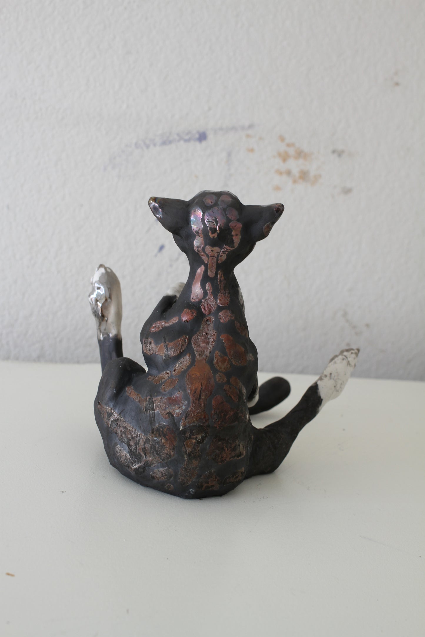 Birch & Smoke Smiling Raku Kitty