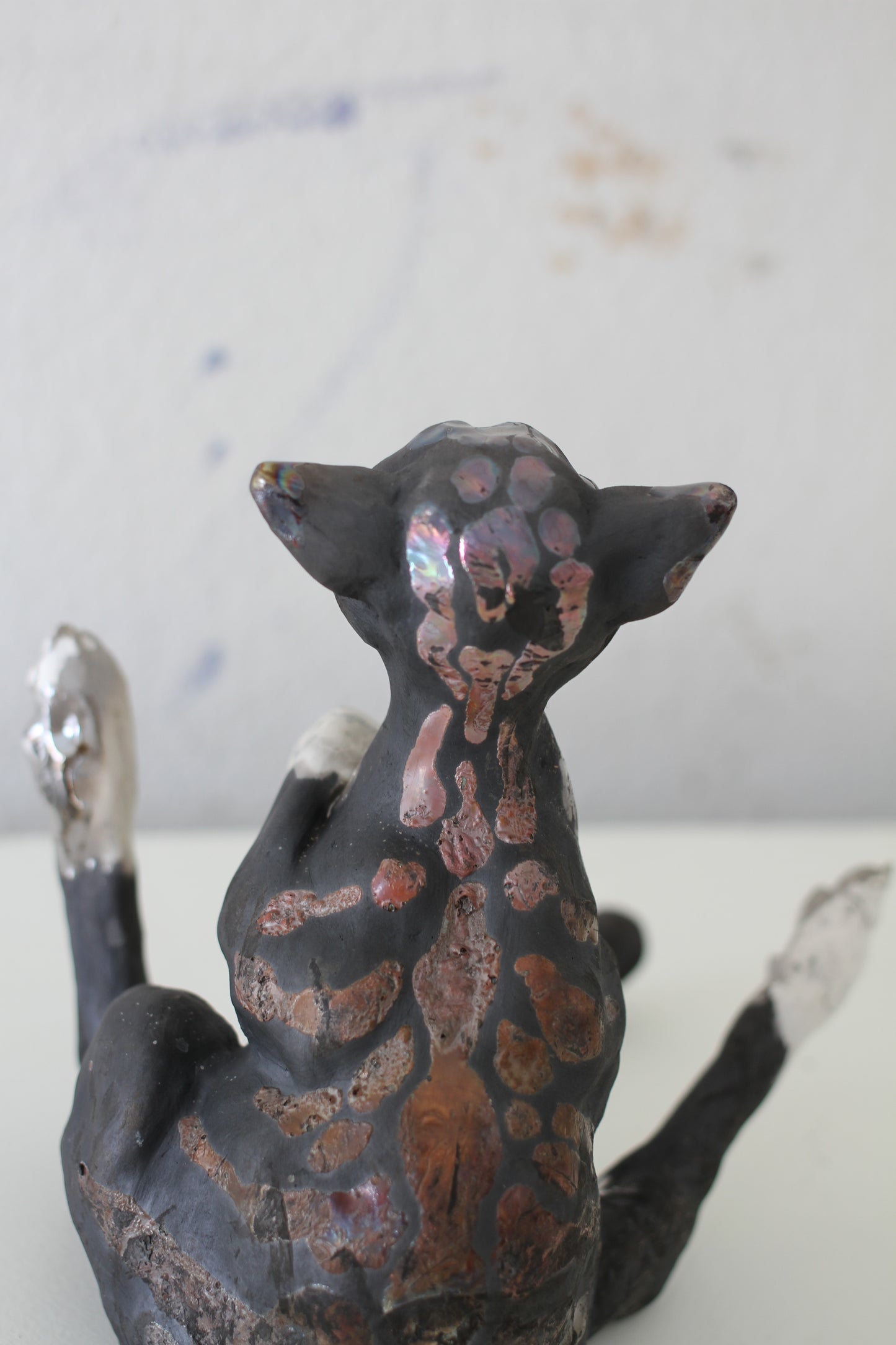 Birch & Smoke Smiling Raku Kitty