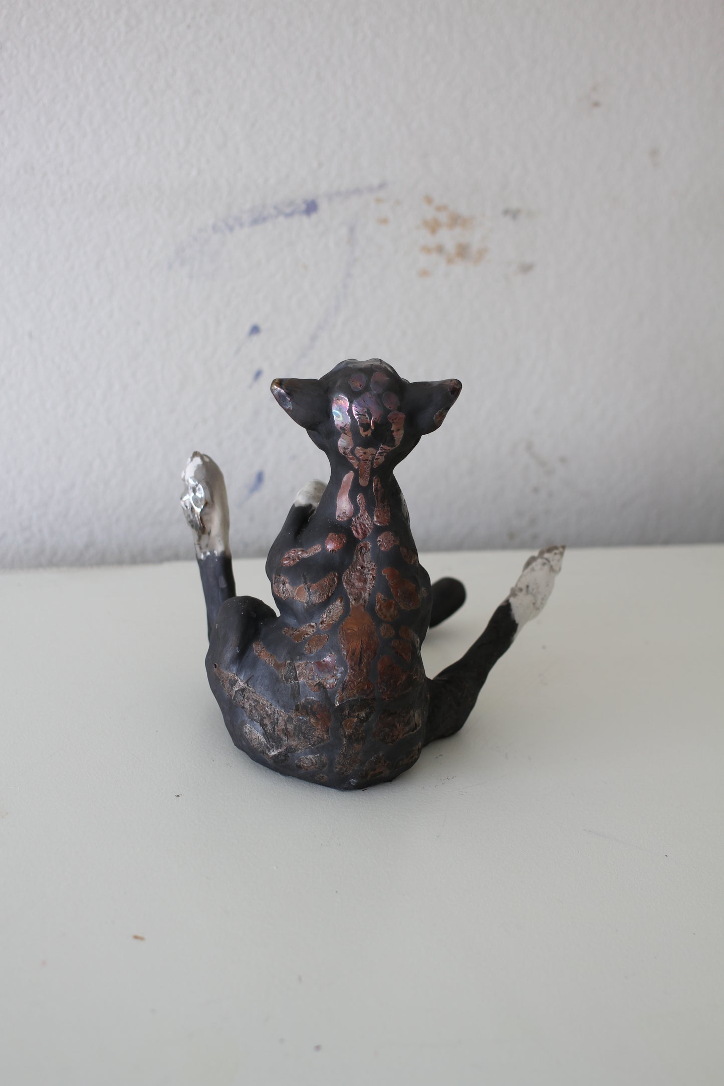 Birch & Smoke Smiling Raku Kitty