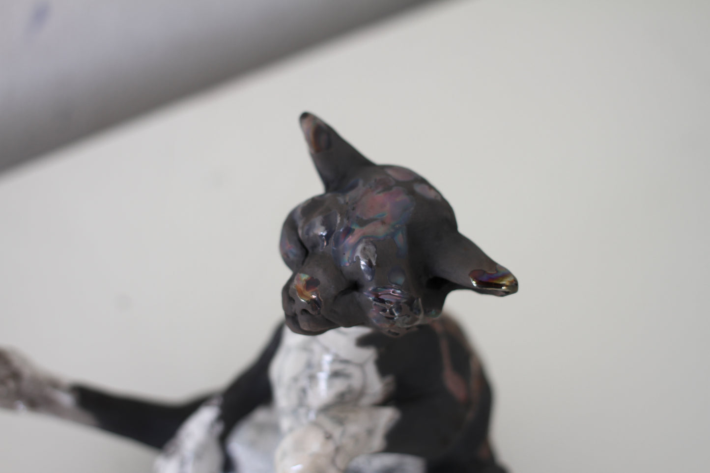 Birch & Smoke Smiling Raku Kitty