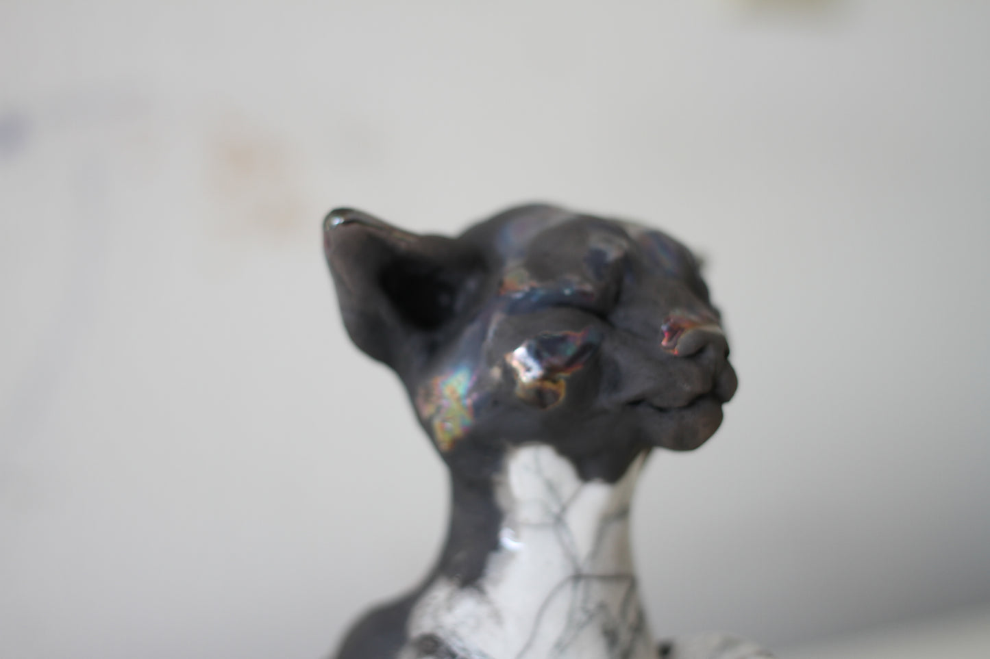 Birch & Smoke Smiling Raku Kitty