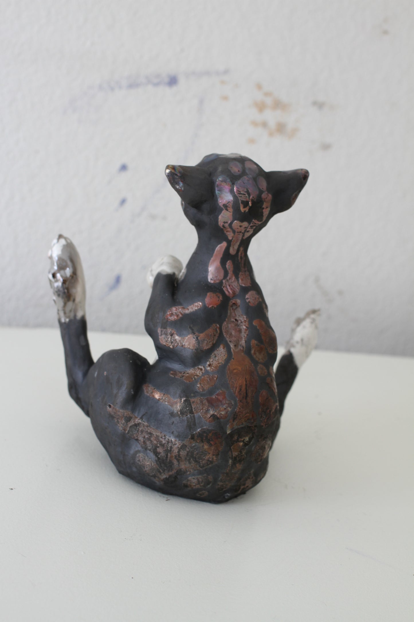 Birch & Smoke Smiling Raku Kitty