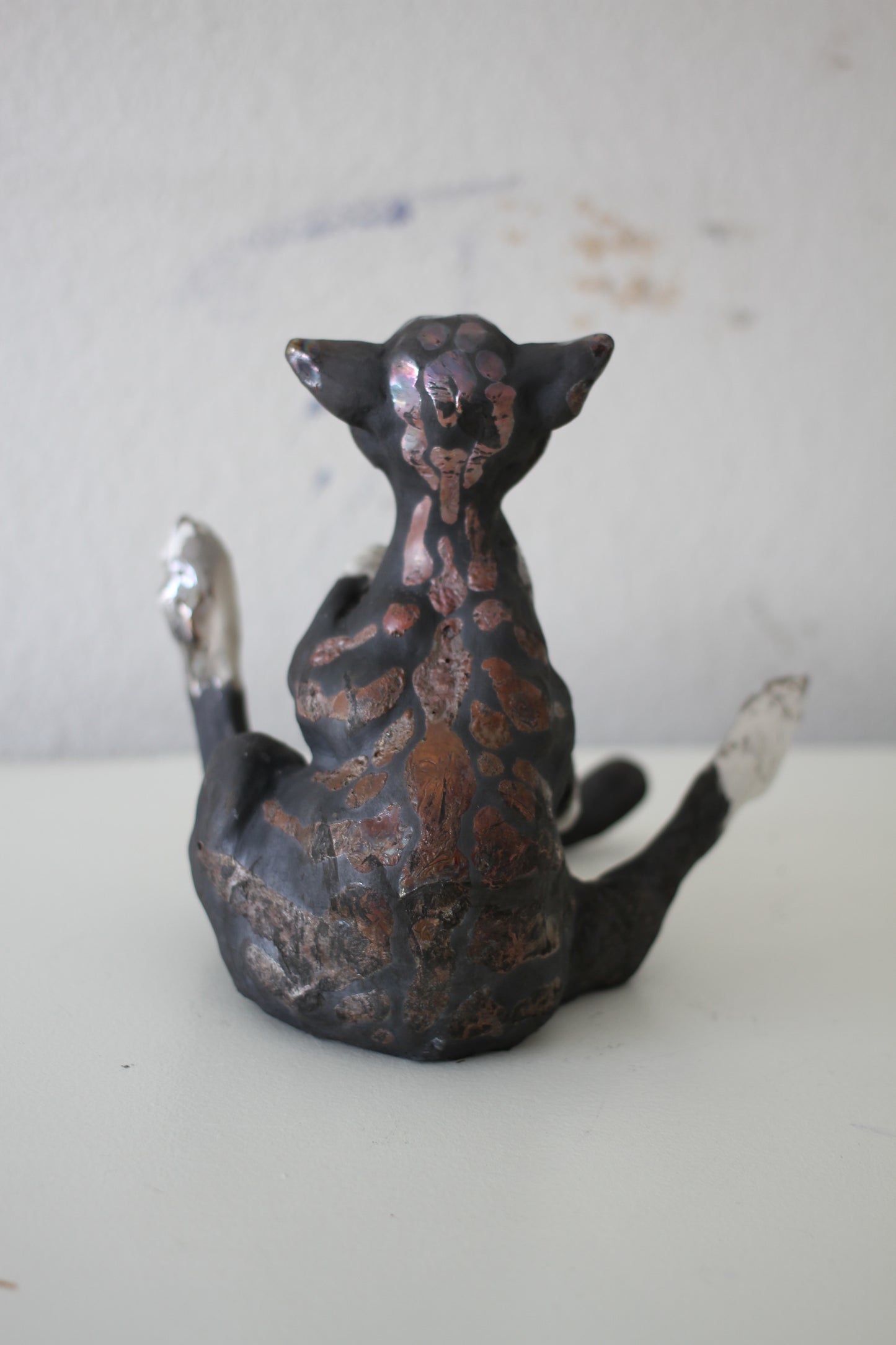 Birch & Smoke Smiling Raku Kitty