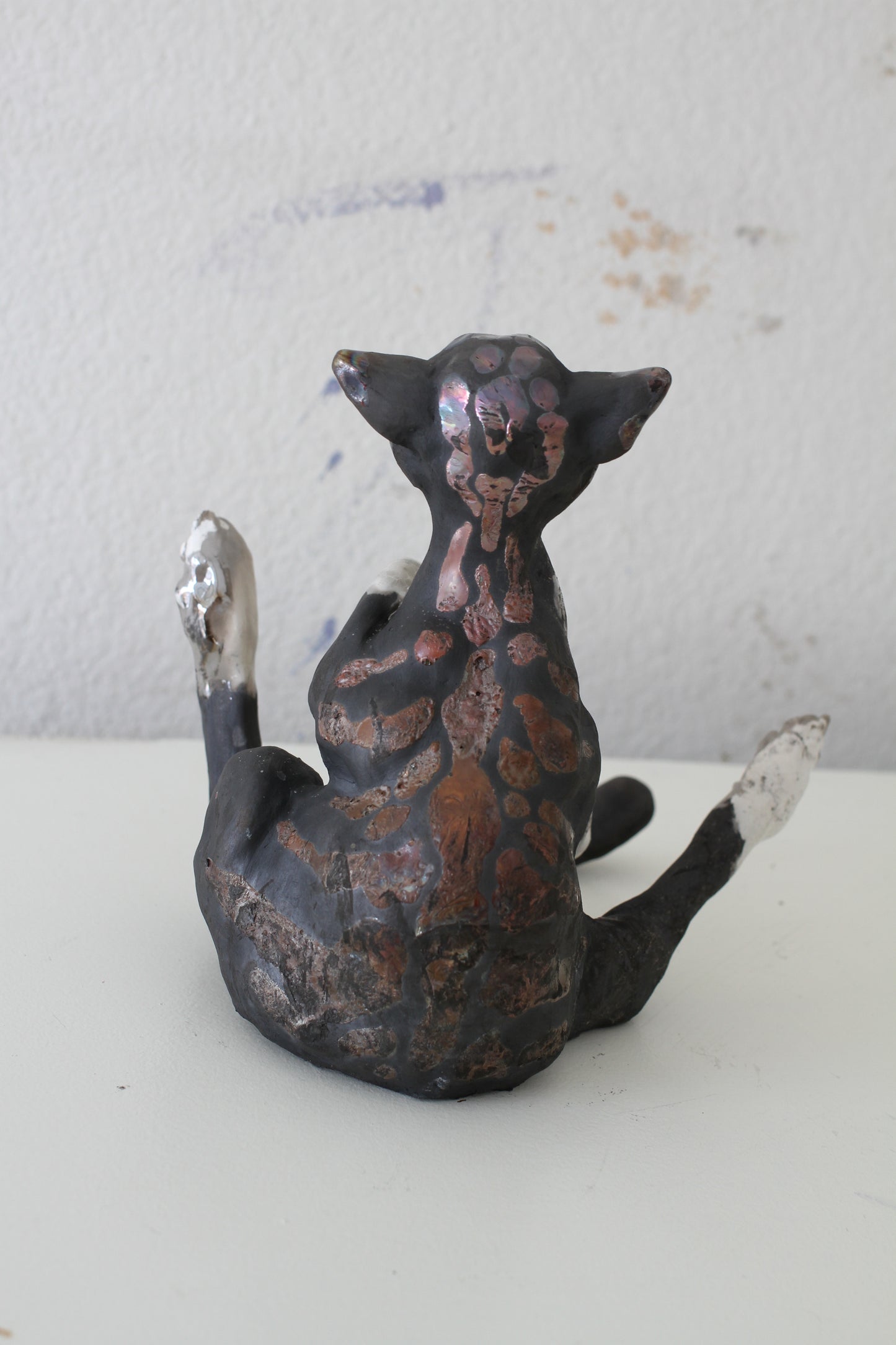 Birch & Smoke Smiling Raku Kitty