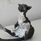 Birch & Smoke Smiling Raku Kitty