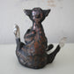 Birch & Smoke Smiling Raku Kitty